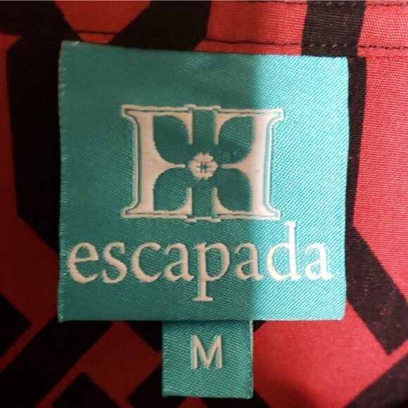 Escapada Womens Red Black Bell Sleeve Tunic Top Medium - Picture 5 of 6